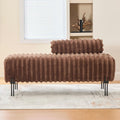 NIOIIKIT 53.2" Loveseat Sofa Couch with Adjustable Backrest, Accent Sofa | Upholstered Small Faux Fur Couch, Golden Legs, Leisure 2-seater Sofa for Bedroom, Living Room, Compact Small Space, Brown