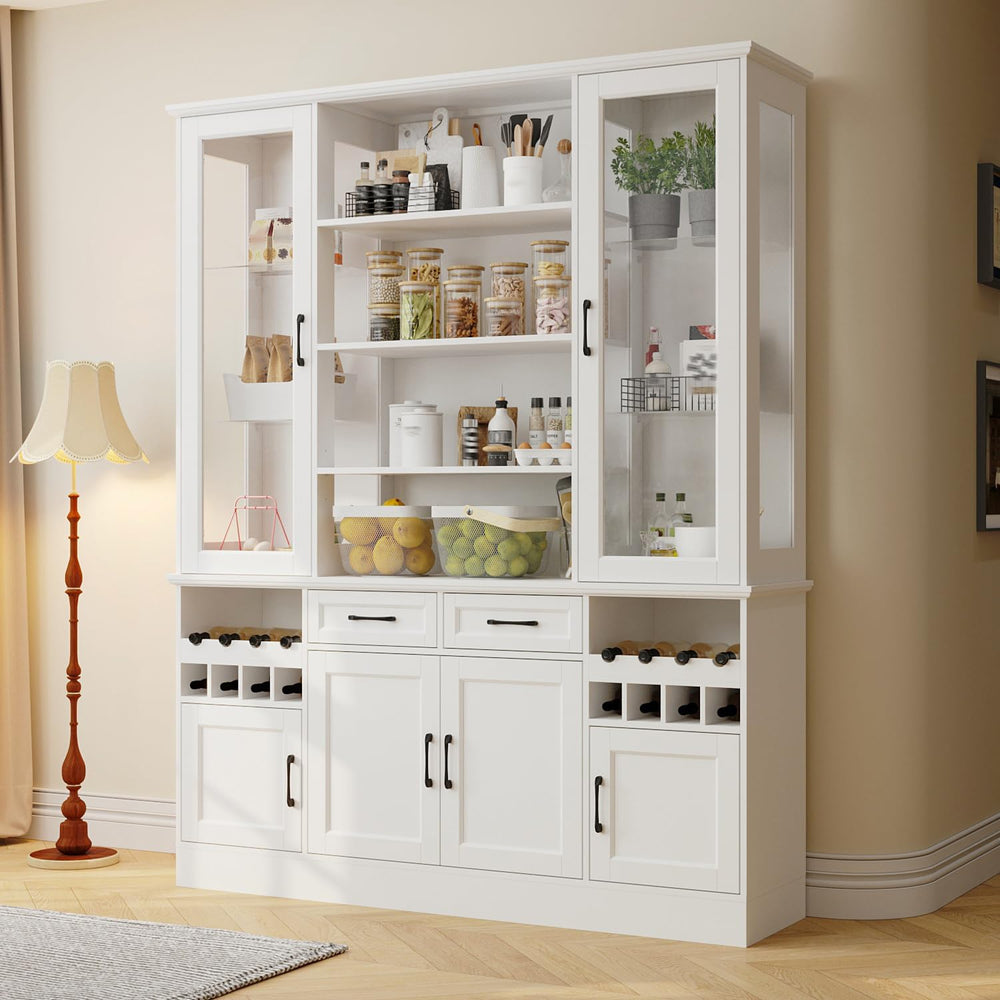 Timechee 78.7" Kitchen Pantry Storage Cabinet, Cupboard with Drawers and...
