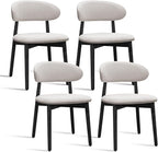 Farmhouse Dining Chairs Set of 4, Mid Century Modern Wooden Dining Room Chairs, Farmhouse Fabric Upholstered Kitchen Dinner Chairs for Living Room Restaurant Cafe, Black/Flax Gray