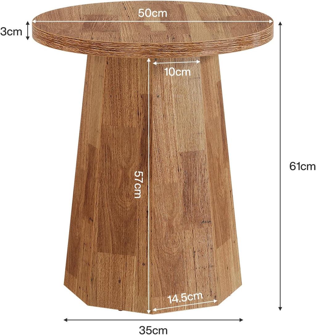 Tribesigns Round Pedestal End Table, Farmhouse Couch Side Table with Octagonal Base, Wooden Drink Stand Accent Nightstand(1, Walnut)