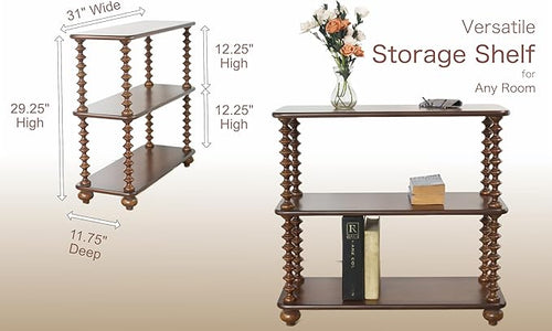 3 Tier Bookshelf Short Bookcase – Small Bookshelf for Small Spaces - Low Book Shelves for Home Office Organization, 30 Inch Shelf 3 Tier Storage Organizer for Bedroom, Living Room Storage (Walnut)