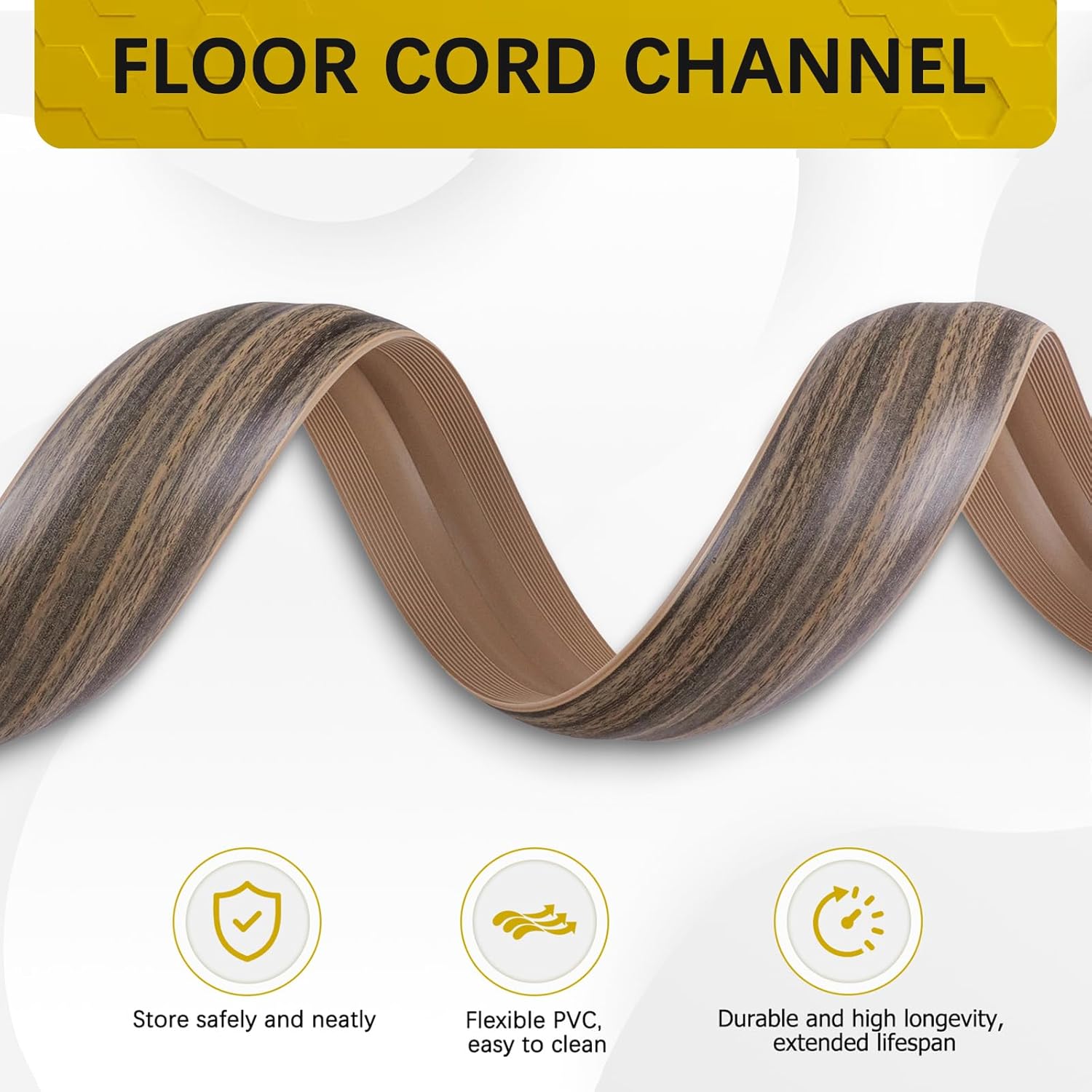 Floor Cord Cover 10FT Cord Covers for Wires on Floor Protect Wires & Prevent Trip Hazards, Easy to Cut for Home, Office, School, Concerts, Cavity W0.6in x H0.32in