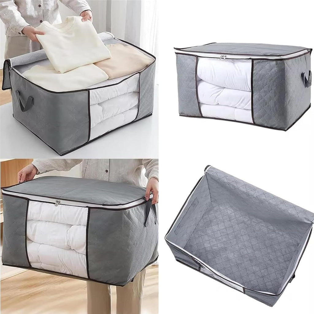 Comforter Storage Bags - Extra Large Clothes Bins, Foldable Organizer with Clear Window, Reinforced Handles, Durable Material | ClosetStorage for Bedding, Blankets, Quilts, Seasonal Garments, Home Ac