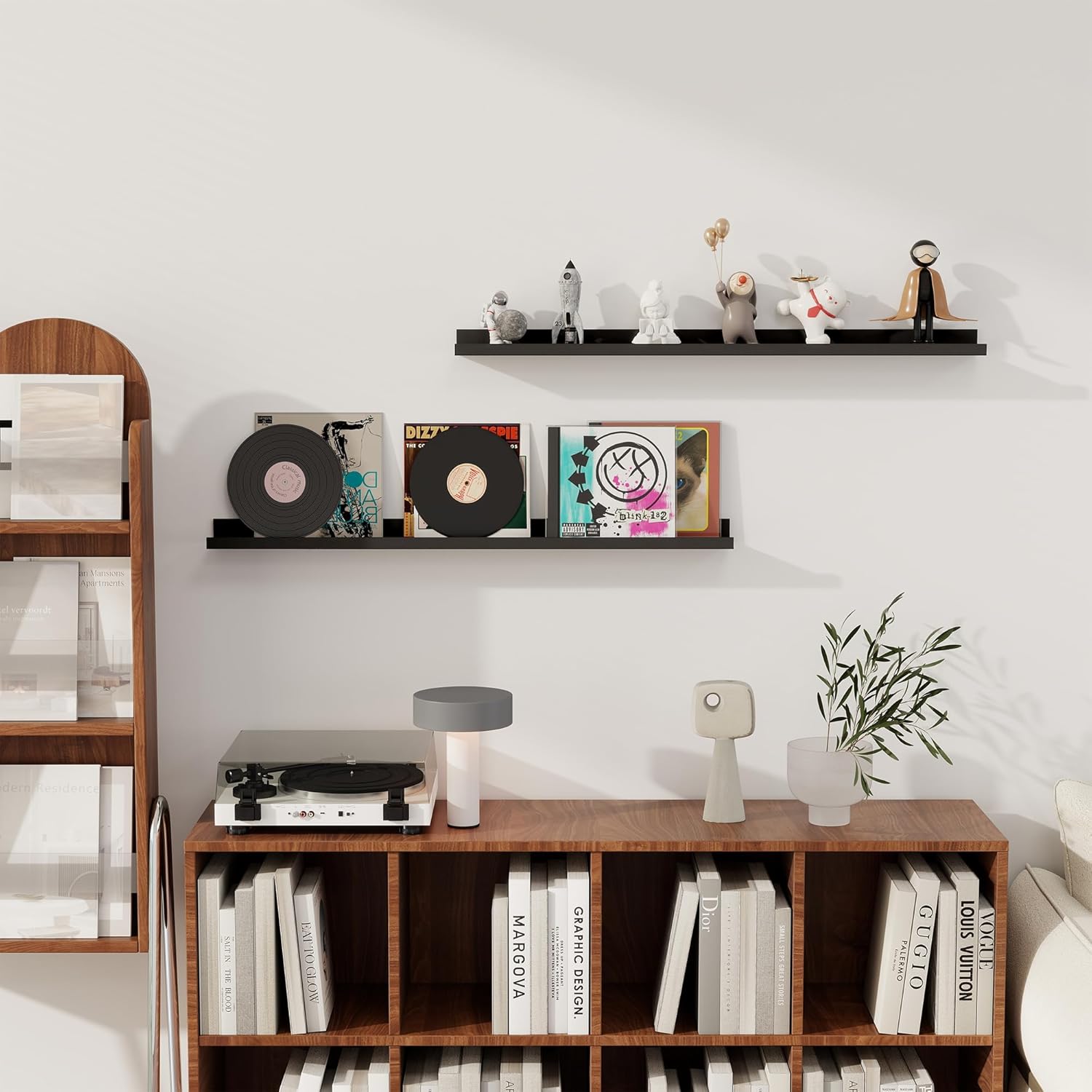 Axeman Floating Shelves for Wall - Picture Ledge Shelf Set of 2-36 Inch Black Floating Shelves with Lip - Picture Shelf for Wall with Ledge - Photo Ledge Shelves for Pictures Nursery Books