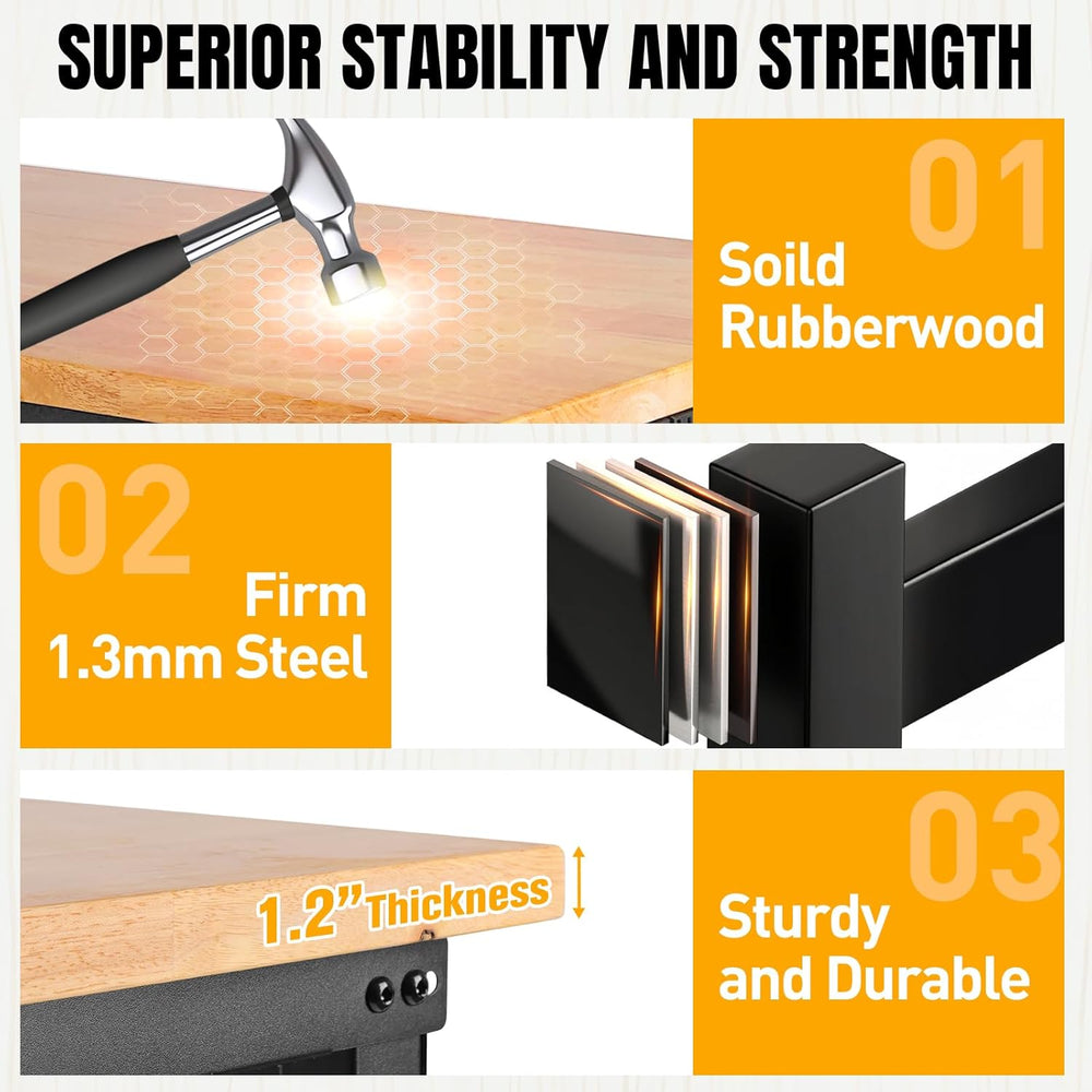 48" L×24”W Adjustable Workbench, 28”-40”Heights Heavy Duty Table 2000 LB...