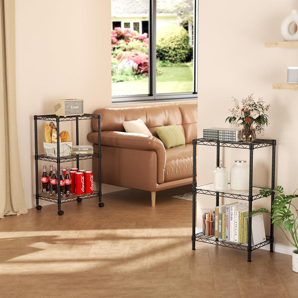 SINGAYE 3 Small Shelves Storage Shelf Wire Shelving Unit Metal Shelf Adjustab...