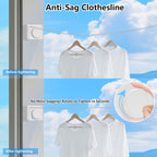 15.7Ft Retractable Clothesline Indoor an Anti-sag Retractable Clothesline Outdoor,Laundry Line Wall Mounted Stainless Steel Wire Laundry, with 12 Clip(White)