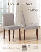 Upholstered Dining Chairs Set of 2 - Line Fabric Modern Farmhouse Kitchen Chairs,Mid-Back Dining Room Chairs with Wooden Legs