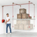 Overhead Garage Storage Lift Hoist, 400 lbs Ceiling Garage Hoist System with Hand Crank, Heavy Duty Double Rope Pulley Lift, Adjustable Garage Organizer for Bikes, Kayaks & Storage Bins (No Platform)