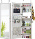 GISSAR Jewelry Mirror Armoire Wall Mount Over The Door Cabinet Storage Organizer Lockable Full Length Door Mirror(White)