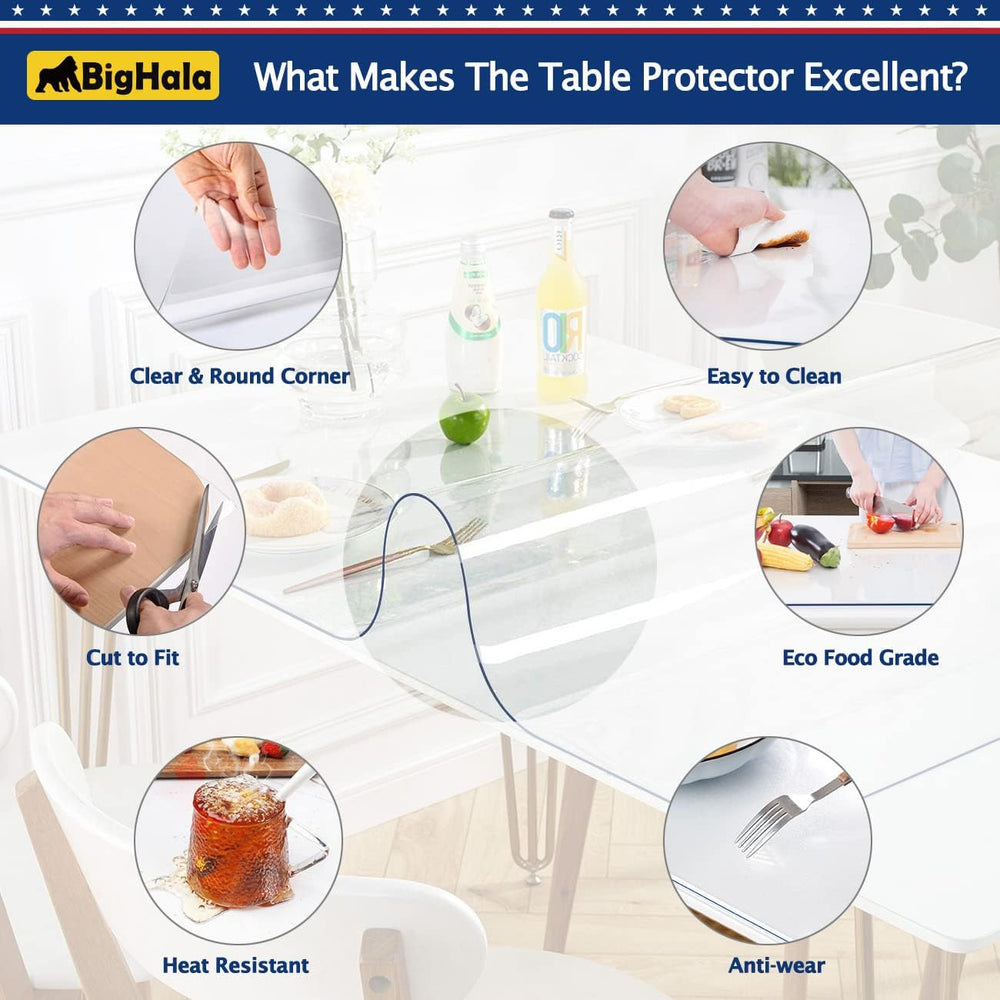 Wood Furniture Table Protector Clear Plastic Wipeable Tablecloth Eco Thick Pr...