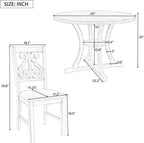 Merax 5 Piece Round Dining Table Set 4 Retro Chairs with Special-Shaped Table Legs, Exquisitely Designed Hollow Chair Back for Dining Room, Grey