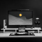 Raico Desk Cockpit Shelf Monitor Stand System Dual Screen Setup Wood Large Desk Accessory Organizer Unit (Matte White, Full Length v2 | 45.7 Inches)