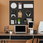 FZK PegBoard,4 Pack Peg Board,ABS Black Pegboard, 24x24inch,Pegboard Wall Organizer, Peg Board for Walls,Plastic pegboard,Suitable for Office Craft Room Kitchen and Item Display