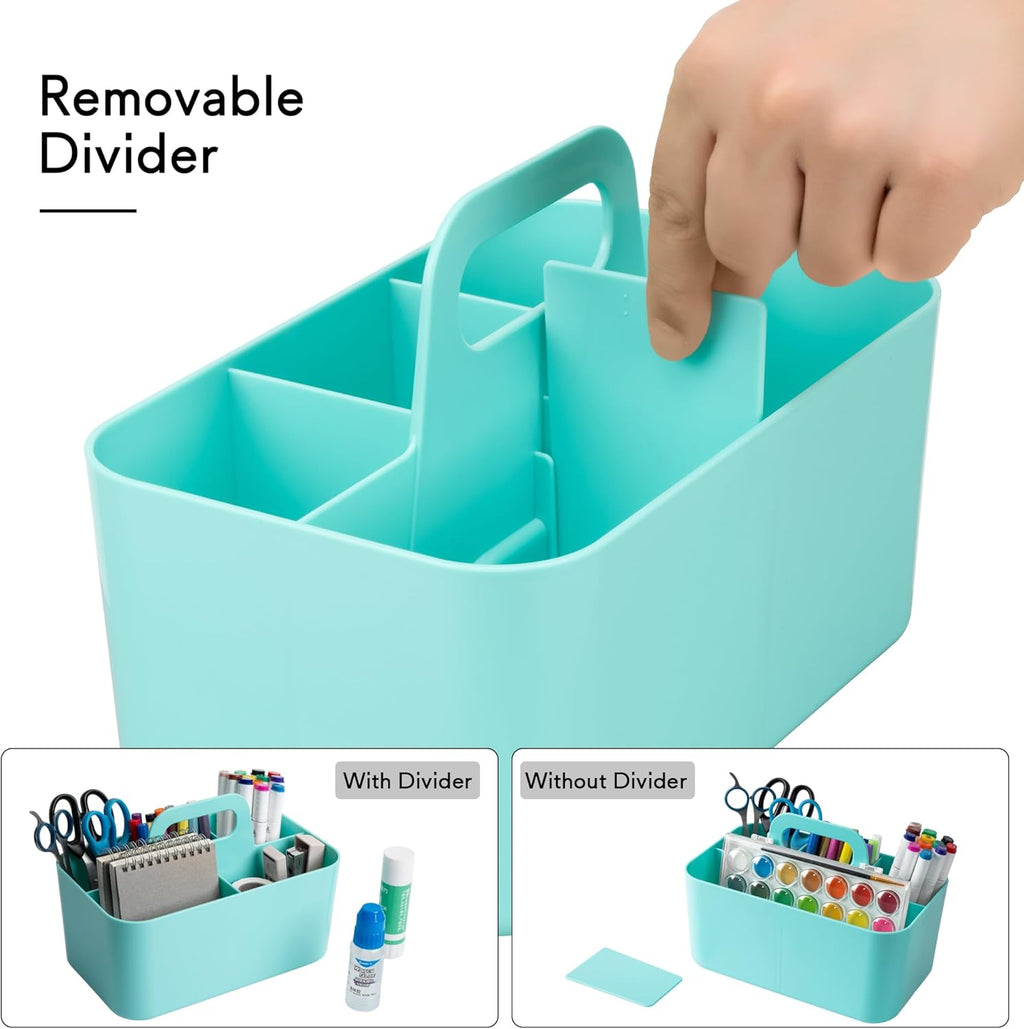 Tiawudi Multipurpose Caddy Organizer, Plastic Caddy with Handle, Stackable Desk Organizer for Stationery, Marker and Pencil, Office Supplies Organizer, Dorm Caddy