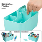 Tiawudi Multipurpose Caddy Organizer, Plastic Caddy with Handle, Stackable Desk Organizer for Stationery, Marker and Pencil, Office Supplies Organizer, Dorm Caddy