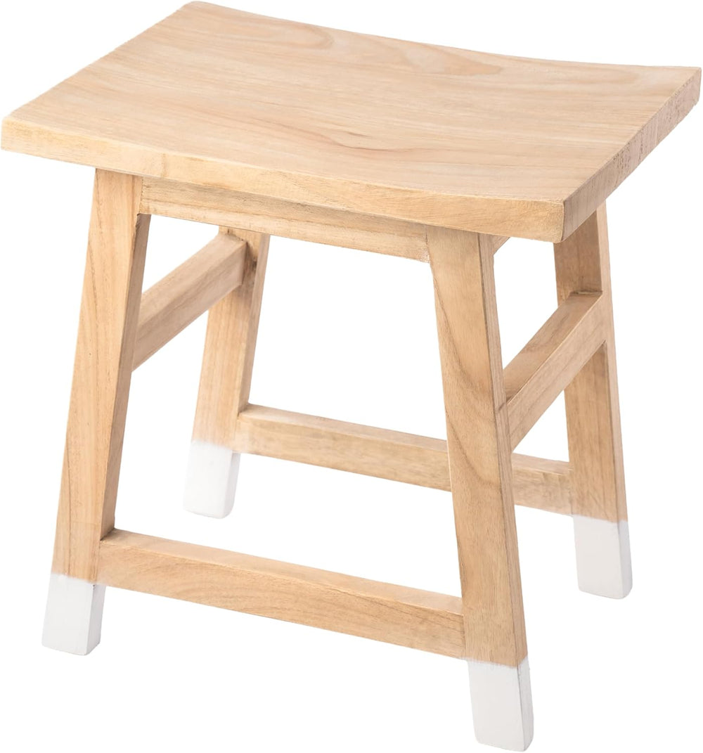 JONATHAN Y Finesse Handcrafted Solid Wood Accent Stool, 18" Backless Van...