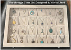 Jewelry Box Necklace Organizer Tray (Beige) Necklace Display Case for Storage Jewelry Necklaces Display Stand 24 Slot Pendant Holder for Women