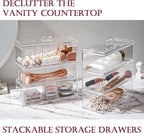Hair Accessories Organizer for Girls, Clear Acrylic Hair Tie Organizer for Headband, bows, Hair Clip, Cotton Swab Organization, Hair Clip Holder, no Compartments Storage with Lid