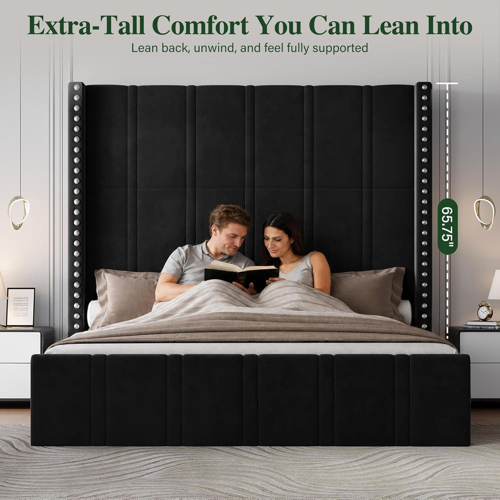 Queen Bed Frame with Extra Tall Headboard
