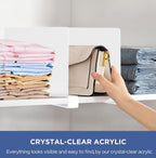HBlife 8 Pcs White Acrylic Shelf Dividers, Vertical Purse Organizer for Closet Perfect for Sweater, Shirts, Handbags in Bedroom and Kitchen, Closet Separators for Organization Cabinet