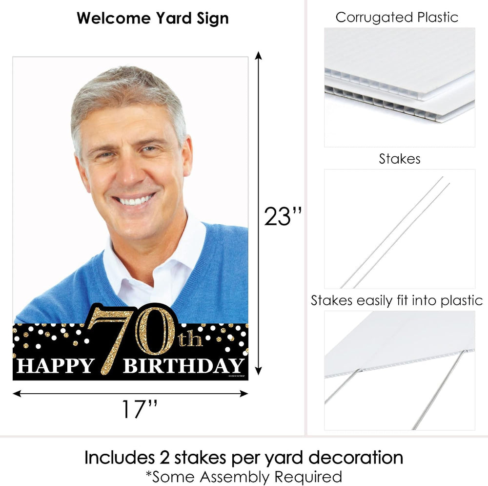 Big Dot of Happiness - Custom Adult 70th Birthday - Gold - Photo Yard Sign - ...