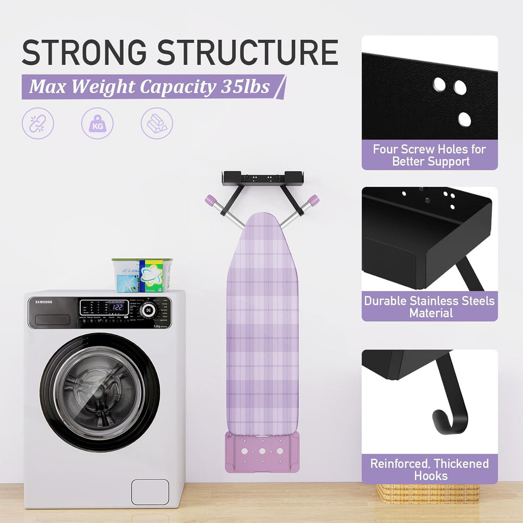 JUYSON Ironing Board Holder Wall Mount for T&Y Leg Ironing Board Hanger, Iron Holder Wall Mounted for Laundry Room