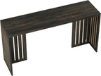 Tribesigns 63-Inch Bar Table with Louvered Base, Black Brown | Industrial Style, Rectangular High Top Table, For Kitchen, Dining, Narrow Space