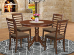 East West Furniture HLML5-MAH-C 5 Piece Dining Table Set for 4 Includes a Round Kitchen Table with Pedestal and 4 Linen Fabric Dining Room Chairs, 42x42 Inch, Mahogany