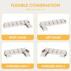 Homall 232" Modular Sectional Sofa, Oversized Sofa Couch with Reversible Ottoman, DIY Combination Chenille Deep 6-Seat Cloud Couch for Living Room, Apartment (White, Oversized Sofa)