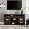 TV Stand for 65" TV: 60 Inch Entertainment Center Console with Glass Doors | Tall Rustic Wood TV Cabinet with Adjustable Shelves and Storage Cabinet for Living Room - Brown