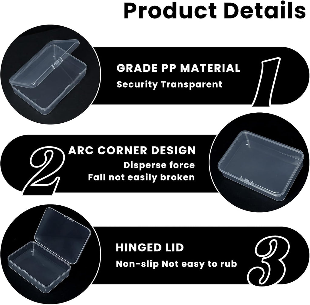 8 Pcs Small Plastic Case, 4x3x1 Inch Mini Plastic Storage Containers Box with Lid, Clear Rectangle Box Organizer for Collecting Small Items, Beads, Jewelry, Cards, Crafts