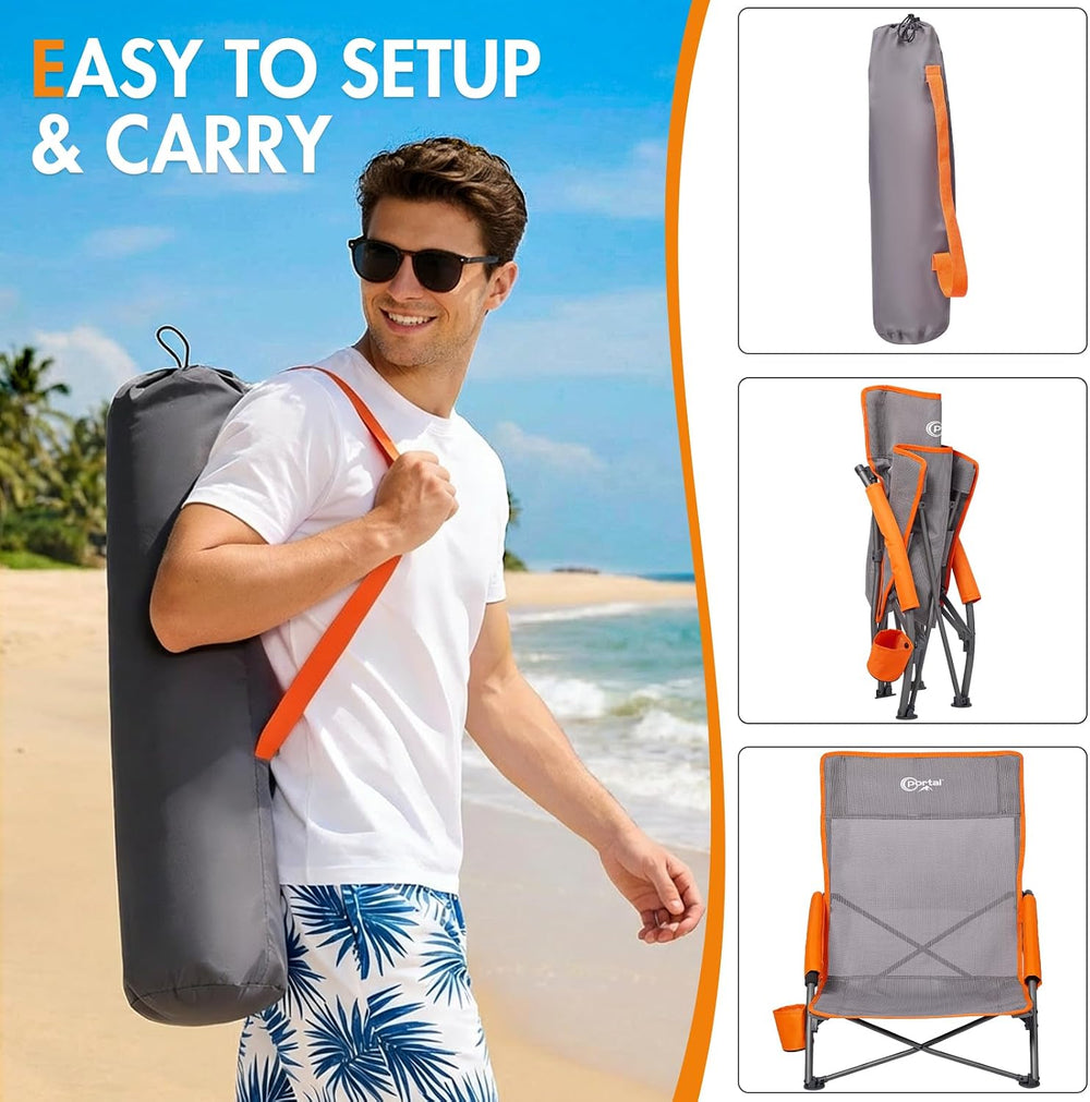 Portal Beach Chairs for Adults Camping Low Lightweight Portable Chair with Cu...