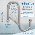 10-Pack Metal S Hooks for Hanging – Heavy-Duty S-Shaped Hook with Safety Buckle – Fits Bars up to 0.8 In – Anti-Drop S-Hooks for Kitchen, Bathroom, Closet & Pot Racks – Silver (Medium)