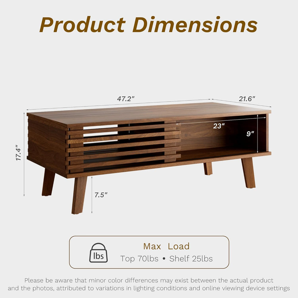Furniway Living Room Table Sets of 2, Mid Century Coffee Table and TV Stand, ...