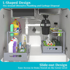 REALINN Under Sink Organizer, Pull Out Cabinet Organizer 2 Tier Slide Out Sink Shelf Cabinet Storage Shelves, Storage for Kitchen Bathroom, Grey, 2 Pack