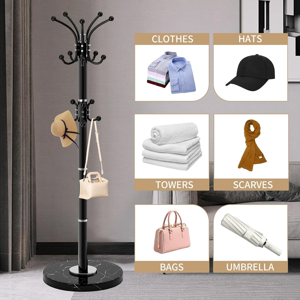 Metal Heavy Duty Coat Rack Stand, Modern Freestanding Coat Rack with Natural ...
