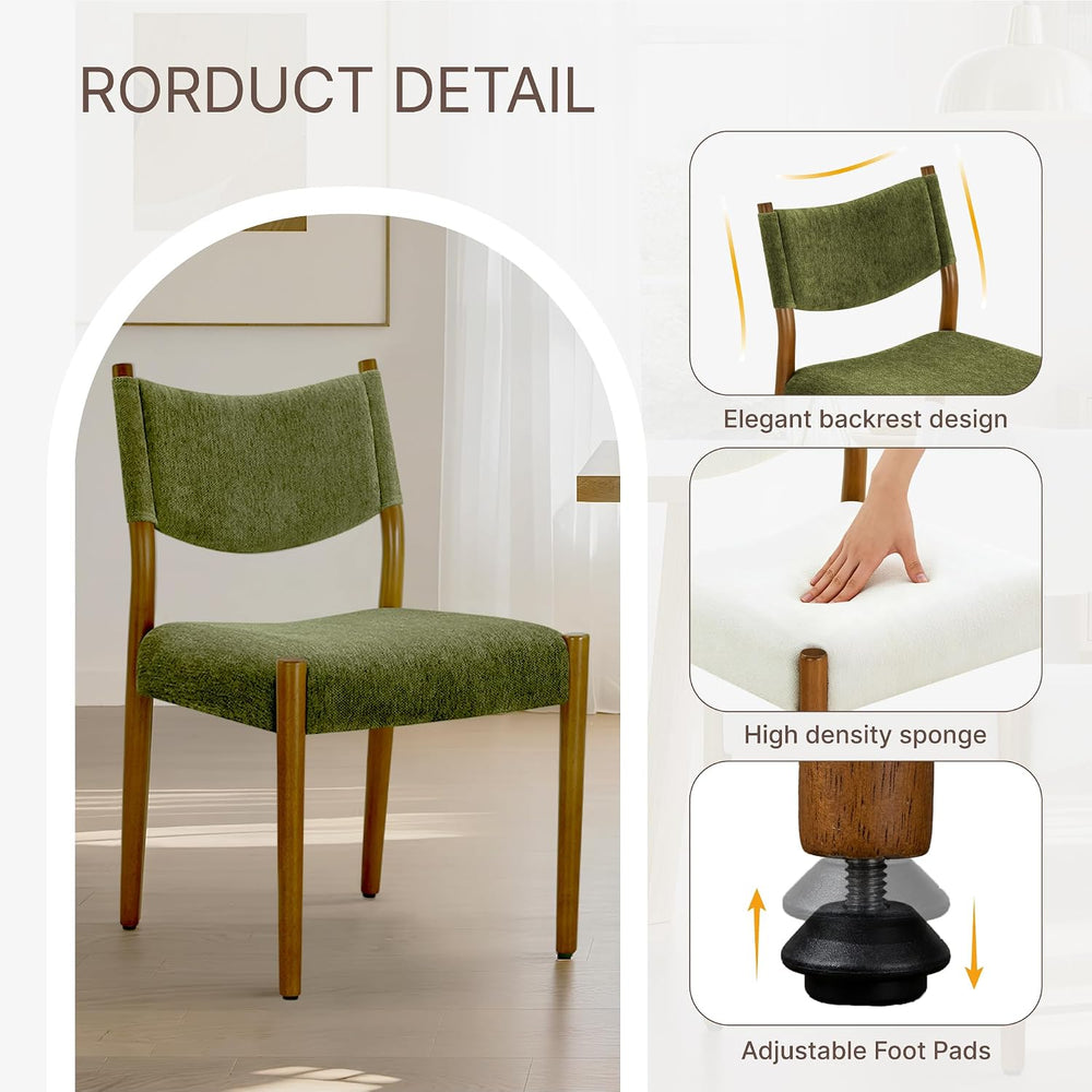 KISLOT Dining Chairs Set of 2, Ergonomic Upholstered Wood Chairs, Green | Mid...
