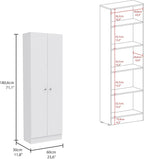 CIATRE Multistorage Pantry Cabinet, 5-Shelf Double Door Storage Organizer – White Particle Board, Slim Design for Kitchen/Laundry Room