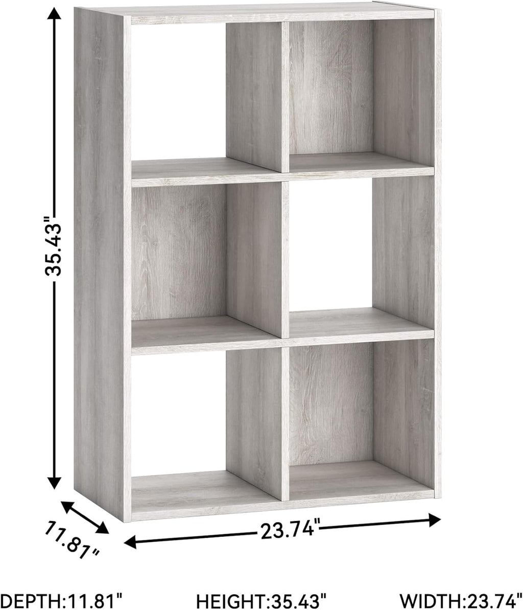 Signature Design by Ashley Paxberry Coastal 6 Cube Storage Organizer or Bookcase, Whitewash