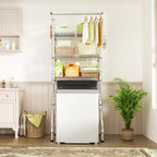 Ulif U11 Mini Over Washer and Dryer Shelves, 3 Tiers Laundry Room Storage and Organizer Standing Shelf, Metal Freestanding Clothes Drying Rack, 28.3" W x 19.7" D x 77.6" H, Chrome