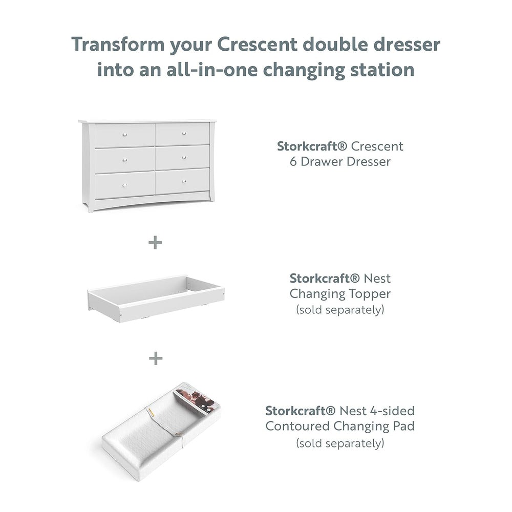 Storkcraft Crescent 6-Drawer Dresser, White