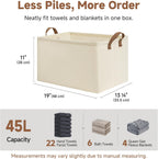 StorageWorks Storage Bins, Shelves Baskets for Organizing, 45L Extra Large Fabric Closet Organizers with Handles, Metal Frame, Beige（Texture）, 2-Pack