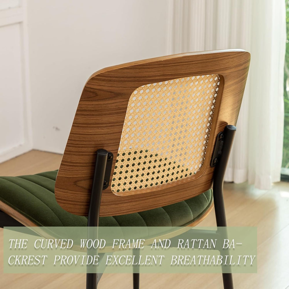 LUNLING Dining Chairs Set of 2 Mid Century Modern Retro Green Velvet Kitchen ...