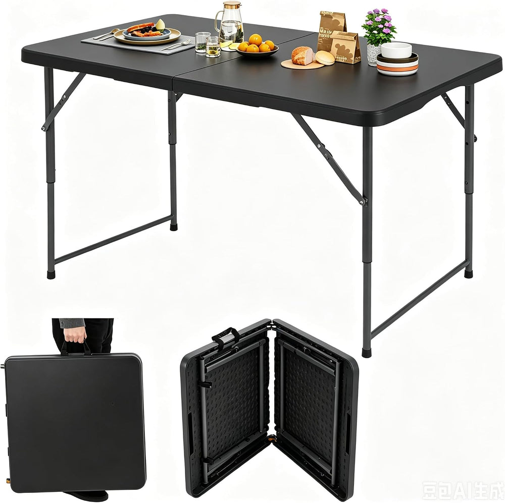 Dkeli Folding Table 4/6 Foot Indoor Outdoor Heavy Duty Plastic Table Portable...