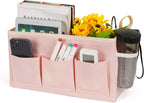 Bedside Storage Caddy/Bedside Hanging Storage Bag for Headboards Bunk Beds Dorm Rooms Book Phone Magazine Holder (New Pink)