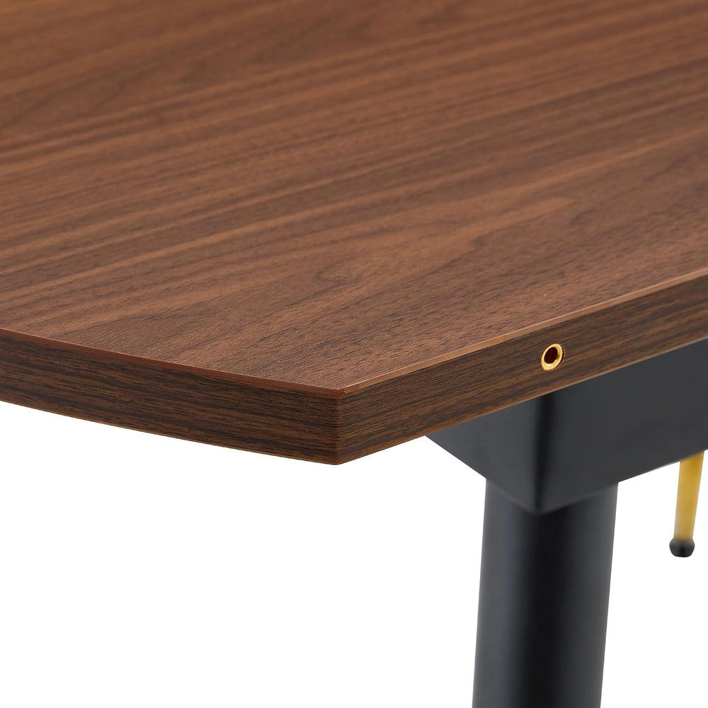 Extendable Dining Table with Walnut Grain MDF Top and Black Metal Legs | Spac...