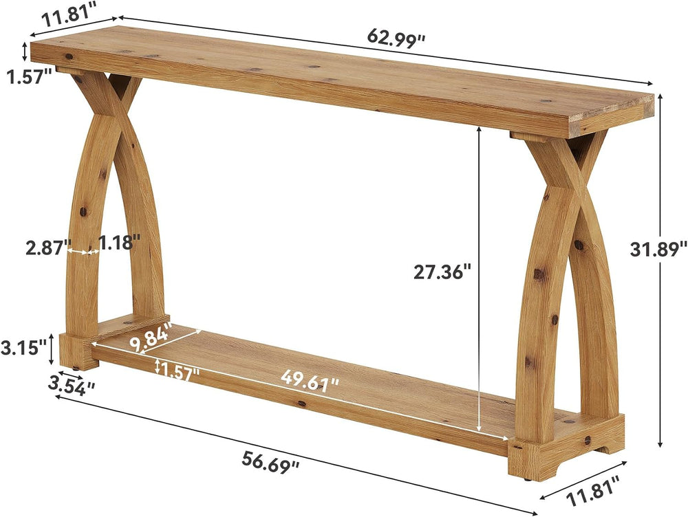 Wood Console Table for Entryway, 63" Entryway Table with Storage | Farmh...
