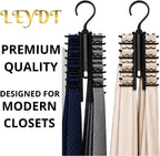Tie Hanger for Men – 2 Pack Space-Saving Tie Organizer for Closet – Durable Plastic Scarf & Belt Hanger – 20-Tie Capacity Rack, Black – Closet Organizer for Ties, Scarves & Accessories