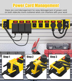 Heavy Duty Power Strip with Individual Switches,8 Outlets 14 Gauge Industrial Shop Garage Metal Multiple Outlets,1200J Surge Protector Mountable Power Strip,15FT Extension Cord Management (Yellow)